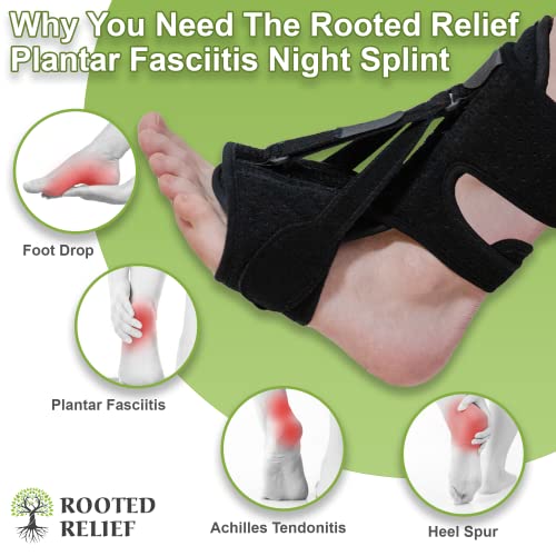 Rooted Relief 2-Pack Plantar Fasciitis Night Splints – 3 Adjustable Straps - Offers Relief for Plantar Fasciitis, Achilles Tendonitis and Foot Drop - One Size Fits All