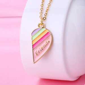 Kefley Magnetic BFF Necklace for 2 Girls Heart Rainbow Friends Necklaces for Best Friend Birthday Christmas Gift for Bestie Matching Friendship Necklace for 2 Teen Girls