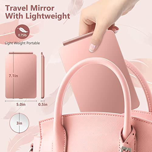 Travel Makeup Mirror with 10X Magnifying Mirror, Vanity Mirror with 80LEDs, 3 Color Lighting, Rechargeable 2000mAh Batteries, Portable Ultra Slim Lighted Makeup Mirror, Gift for Women (Rose Gold)