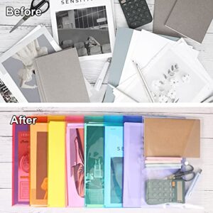 EOOUT 14 Pack Plastic Envelopes Poly Envelopes, Clear Document Folders Plastic File Folders with Snap Closure, 7 Colors, Letter A4 Size File Envelopes for School and Office Supplies