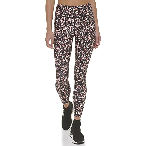 DKNY Women's Tight Printed High Waist Performance Leggings, Rosewater Pollock, Medium