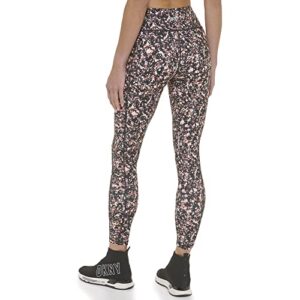 DKNY Women's Tight Printed High Waist Performance Leggings, Rosewater Pollock, Medium