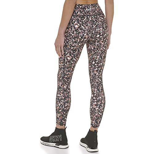 DKNY Women's Tight Printed High Waist Performance Leggings, Rosewater Pollock, Medium