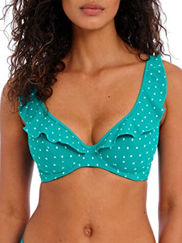 Freya Jewel Cove High Apex Underwire Bikini Top with J Hook (7230),34DD,Marine