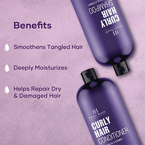 Botanic Hearth Curly Hair Shampoo and Conditioner Set For Curly Hair | Detangle, Define & Enhance Curls | With Jojoba oil & Vitamin E | Sulphate Free | 16 fl oz x 2