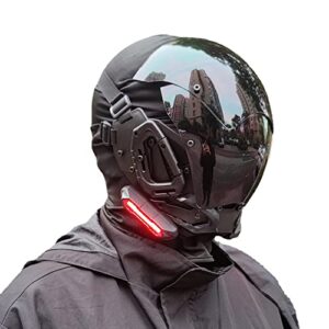 kyeday punk gothic cyber mask for men,techwear mask, halloween cosplay costume accessory with led light, futuristic mask