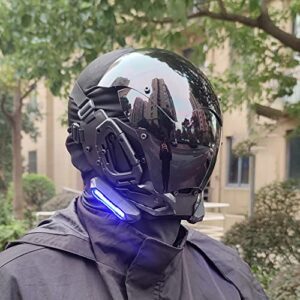 KYEDAY Punk Gothic Cyber Mask for Men,Techwear mask, Halloween Cosplay Costume Accessory with LED Light, Futuristic Mask