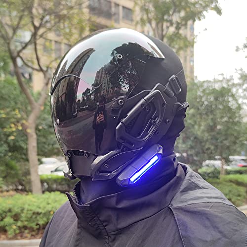 KYEDAY Punk Gothic Cyber Mask for Men,Techwear mask, Halloween Cosplay Costume Accessory with LED Light, Futuristic Mask