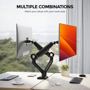 AM alphamount Dual Monitor Stand, Ultrawide 13-35 Inch Dual Monitor Mount, Height Adjustable Gas Spring Monitor Arm Desk Mount for 2 Monitors Full Motion VESA Bracket, Each Arm Holds up to 26.4lbs