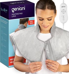geniani heating pad for neck and shoulders, large heated pad for neck pain, shoulder heating wrap with 4 auto shut-off, 6 heat settings, gifts for women & man, gifts, dad, pein relief - 22"x24"