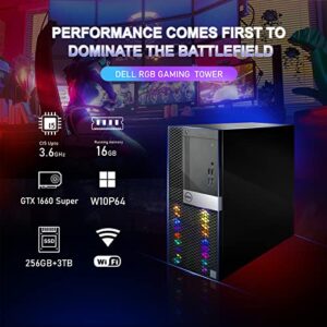 Dell Gaming PC Desktop Computer, Intel Quad Core i5 up to 3.6G, GeForce GTX 1660 Super 6G GDDR6, 16G, 256G SSD + 3TB, RGB Keyboard & Mouse, WiFi & Bluetooth 5.0, Win 10 Pro (Renewed)