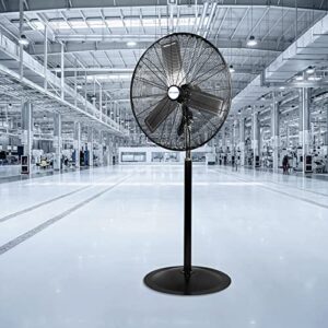 BILT HARD 6450 CFM 24" High Velocity Pedestal Oscillating Fan, 3-Speed Heavy Duty Industrial Standing Fan with Aluminum Blades and Adjustable Height, Metal Shop Fan for Commercial, and Garage