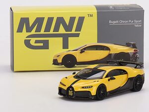 bugatti chiron pur sport yellow and carbon limited edition to 4200 pieces worldwide 1/64 diecast model car by true scale miniatures mgt00428
