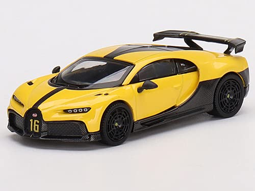 Bugatti Chiron Pur Sport Yellow and Carbon Limited Edition to 4200 Pieces Worldwide 1/64 Diecast Model Car by True Scale Miniatures MGT00428