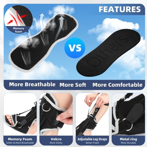 XEYOW Plantar Fasciitis Night Splint, Upgrade Foot Brace with Adjustable Leg Straps for Foot Pain Relief by Plantar Fasciitis, Achilles Tendinitis and Foot Drop, Easy Use & Both for Men Women