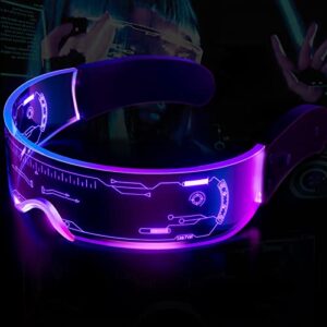 niucoo led visor glasses light up: [7 colors 4 modes] cyberpunk futuristic luminous cosplay glasses rave cyber lightup goggles (high tech)