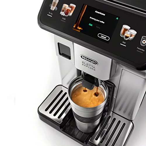 De'Longhi ECAM45055S Eletta Explore Fully Automatic Coffee Machine with LatteCrema Sytem,Touch Screen, Hot and Cold Foam Technology, large