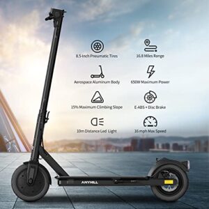 Electric Scooter for Adults and Teenagers - Upto 650W Power, Max Speed 16MPH, Max Range 16-20 Miles, Triple Braking Systems, Lightweight & Foldable E Scooter for Commuter and Travel (Black)