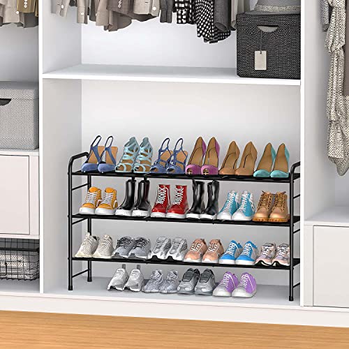 Dicasser 3-Tier Long Shoe Rack Organizer Extra Large Capacity for 24 Pairs,Black