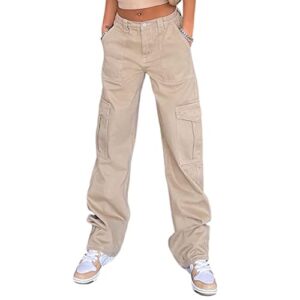 cargo pants women high waist, baggy cargo jeans with pocket baggy jogger relaxed y2k pants fashion jeans x-large
