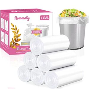 4 gallon 180pcs small clear trash bags strong clear garbage bags, bathroom trash can bin liners, plastic bags for office, waste basket liner, fit 12-15 liter, 3,3.5,4,4.5 gal（clear 180）