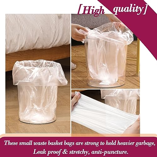 4 Gallon 180pcs Small Clear Trash Bags Strong Clear Garbage Bags, Bathroom Trash Can Bin Liners, Plastic Bags for Office, Waste Basket Liner, Fit 12-15 Liter, 3,3.5,4,4.5 Gal（Clear 180）