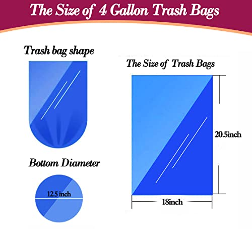 4 Gallon 180pcs Small Clear Trash Bags Strong Clear Garbage Bags, Bathroom Trash Can Bin Liners, Plastic Bags for Office, Waste Basket Liner, Fit 12-15 Liter, 3,3.5,4,4.5 Gal（Clear 180）