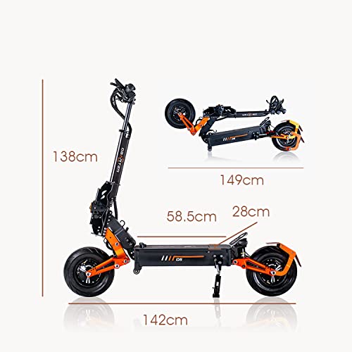 D5 Foldable Electric Kick Scooter High Power Dual Drive 5000W Motor Max Speed 60-70KM/H 12" Vacuum Off-Road Tire 48V 35AH Large Battery 37-74 Miles with Dual Hydraulic Shock