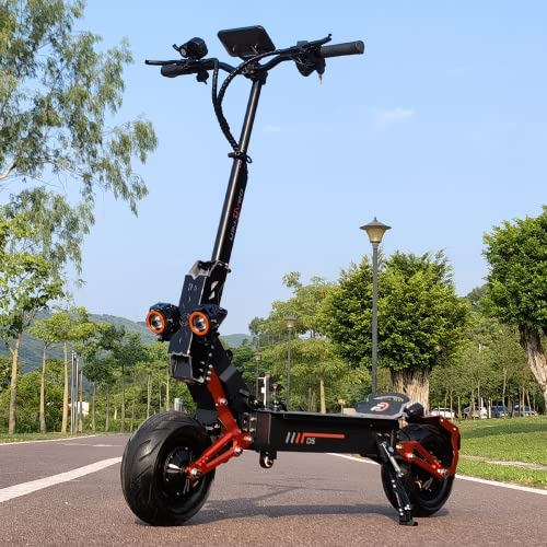 D5 Foldable Electric Kick Scooter High Power Dual Drive 5000W Motor Max Speed 60-70KM/H 12" Vacuum Off-Road Tire 48V 35AH Large Battery 37-74 Miles with Dual Hydraulic Shock