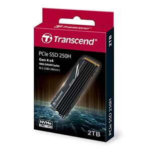 Transcend 2TB MTE250H NVMe Internal Gaming SSD Solid State Drive - Gen4 PCIe, M.2 2280 with Aluminum Heatsink, Up to 7,200MB/s - TS2TMTE250H