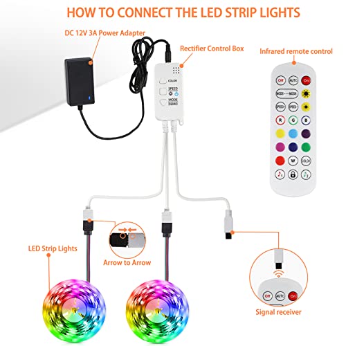 Falliget Light Controller with APP Music Sync and IR Remote Included with 12V3A Power Adapter for LED Module Pixel Strip Light APP Button IR Remote Control Led Lights Strip to Bluetooth Connection