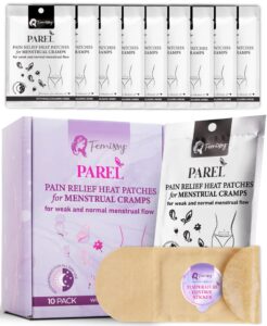 period heating patches for menstrual cramps based on flow strength, 10 period patches for weak & normal flow with herbs & oils for pain relief; disposable stick on heat patches for cramp free period