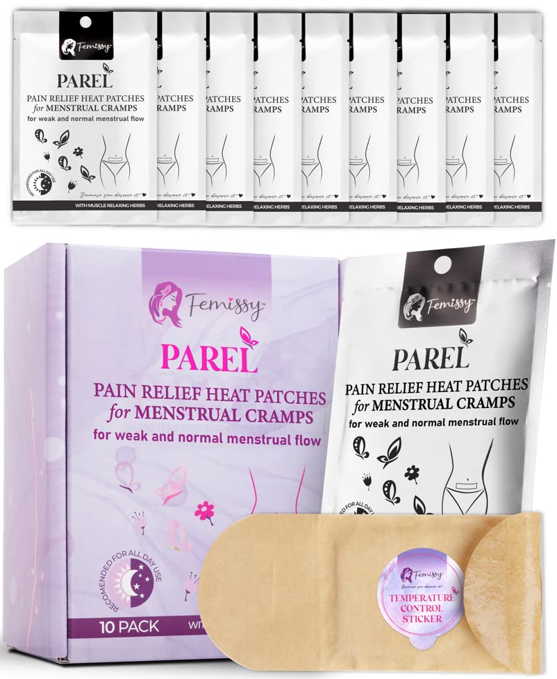 Period Heating Patches for Menstrual Cramps Based on Flow Strength, 10 Period Patches for Weak & Normal Flow with Herbs & Oils for Pain Relief; Disposable Stick On Heat Patches for Cramp Free Period