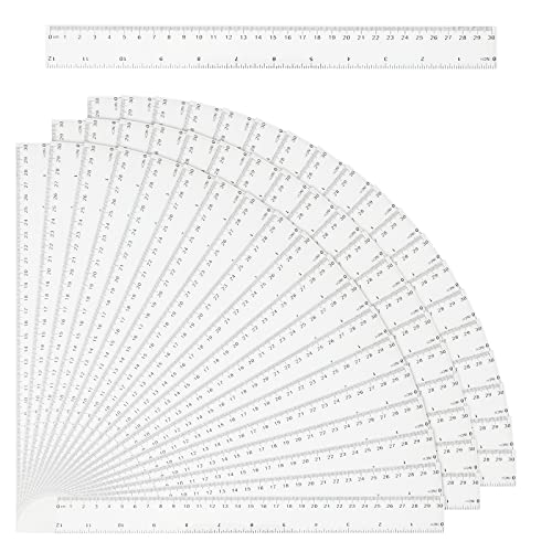 LEXININ 100 PCS 12 Inch Plastic Straight Ruler, 30cm Clear Measuring Ruler, Plastic Ruler for Class Home School Office