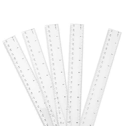 LEXININ 100 PCS 12 Inch Plastic Straight Ruler, 30cm Clear Measuring Ruler, Plastic Ruler for Class Home School Office