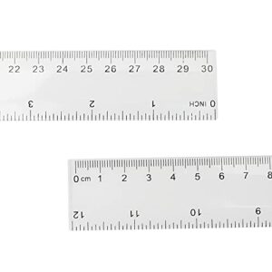 LEXININ 100 PCS 12 Inch Plastic Straight Ruler, 30cm Clear Measuring Ruler, Plastic Ruler for Class Home School Office