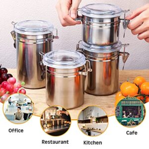 Rtteri 8 Pieces Stainless Steel Airtight Canister Set with Clear Lid and Locking Clamp Food Storage Container Set Stainless Steel Kitchen Canister for Coffee Sugar Flour Tea Candy Cookie Spice