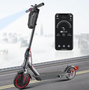 electric scooter for adults with 350w motor up to 19 mph & 19-21 miles long range, 8.5“ solid tires and e-abs, foldable commuter scooter with led display