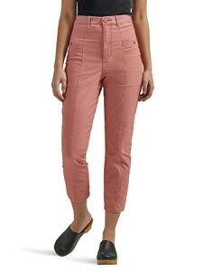 lee women's ultra lux high rise seamed crop capri pant, mallory-med pink/rose