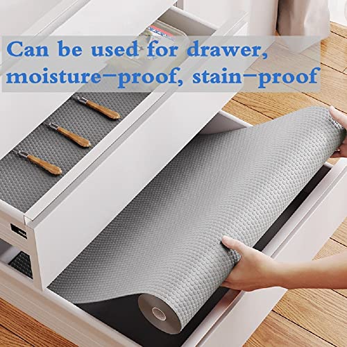 Shelf Liner, Drawer Liners for Kitchen,Non Adhesive Water Resistant, Strong Grip,Easy Clean and Trim, Smooth Surface Liners for Kitchen Cabinets, Shelves, Pantry (Grey, 11.8 inches x 59 inches)