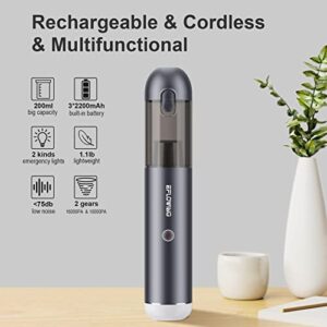 Eflowing Car Vacuum Cleaner High Power 16KPA Strong Suction, Handheld Vacuum Cordless with LED, Portable Mini Vacuum with Brushless Motor, Wireless Handheld Car Vacuum Cleaner for Pet & Home Cleaning