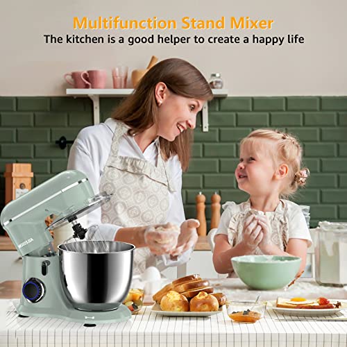 AILESSOM 3-IN-1 Electric Stand Mixer, 660W 10-Speed With Pulse Button, Attachments include 6.5QT Bowl, Dough Hook, Beater, Whisk for Most Home Cooks, Morandi Green