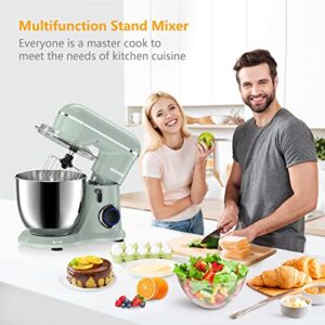 AILESSOM 3-IN-1 Electric Stand Mixer, 660W 10-Speed With Pulse Button, Attachments include 6.5QT Bowl, Dough Hook, Beater, Whisk for Most Home Cooks, Morandi Green