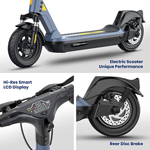 Hurtle Folding Electric Scooter - 10” Pneumatic Tires, 25 Miles Range, 19 MPH Max Speed, 500W 36V Brushless Motor Escooter with App Control, E-ABS Front Drum & Rear Disc Brakes, E-Scooter for Adult