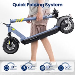 Hurtle Folding Electric Scooter - 10” Pneumatic Tires, 25 Miles Range, 19 MPH Max Speed, 500W 36V Brushless Motor Escooter with App Control, E-ABS Front Drum & Rear Disc Brakes, E-Scooter for Adult