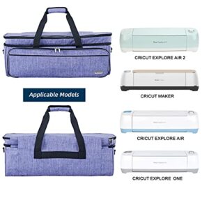 NICOGENA Double Layer Carrying Case with Mat Pocket for Cricut Explore Air 2, Cricut Maker, Multi Large Front Pockets for Tools Accessories and Supplies, Purple