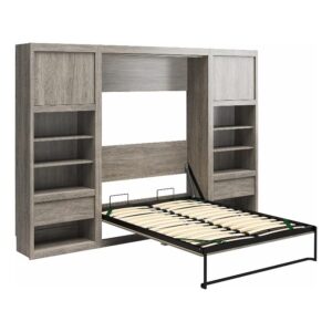 signature sleep paramount full wall bed & 2 side cabinet bundle in gray oak