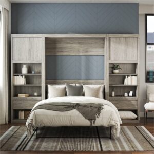 Signature Sleep Paramount Full Wall Bed & 2 Side Cabinet Bundle in Gray Oak