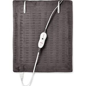 sunbeam heating pad for back, neck, and shoulder pain relief with auto shut off, xxl large 20 x 24", slate