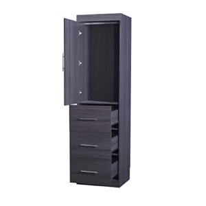 ATY Twin Size Murphy Bed with Wardrobe and Drawers, Wood Storage Bedframe Can be Folded into a Cabinet, Bedroom Furniture, Save Space Design, No Box Spring Required, Gray
